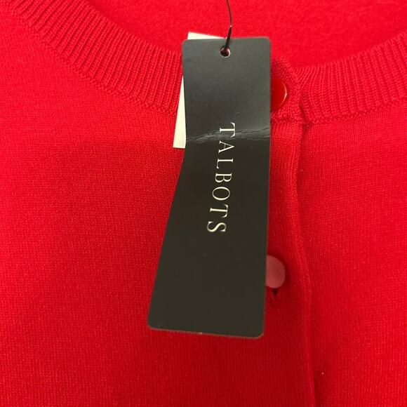Talbots Pima Cotton Blend Red Cardigan Sweater 3/4 Sleeve Size X Preppy Academia - Picture 10 of 13